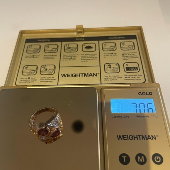 Estate Deco Garnet Tank Ring 14K - Picture 8 of 9